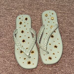 Women’s Brand New Starry Sandals - Green and Gold